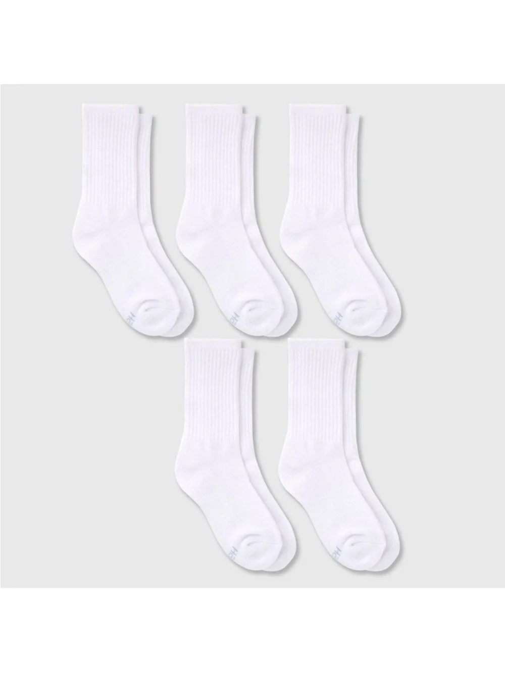Girls Hanes Premium White Pure Comfort Crew Socks Arch Support Breathable